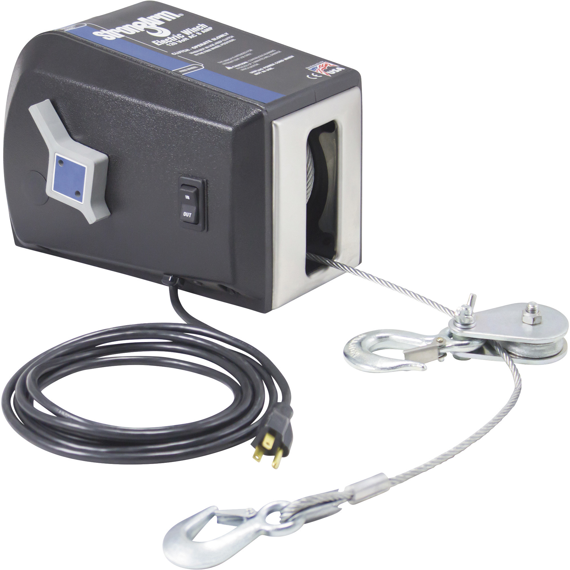 Dutton-Lainson StrongArm 120 Volt AC-Powered Electric Winch, 4000-Lb. Capacity, Galvanized Aircraft Cable, Model# SA12000AC